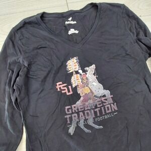 FSU Seminoles‎ Greatest Tradition T Shirt Womens Large Black Long Sleeve V Neck